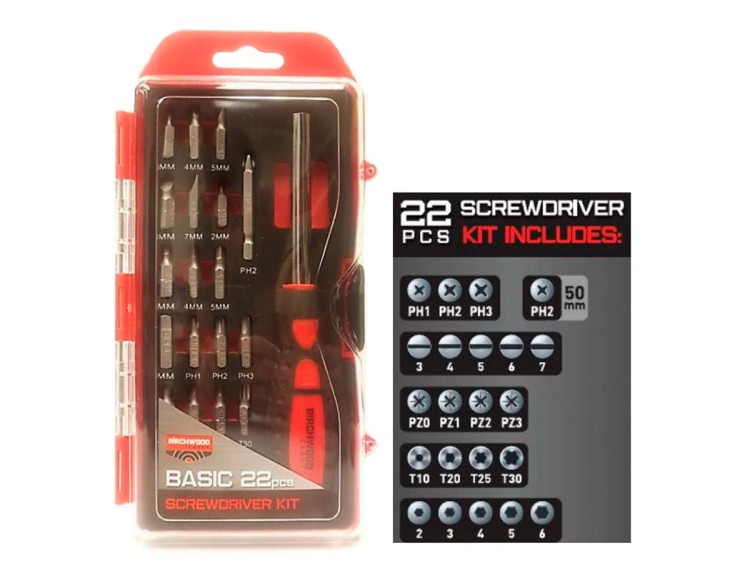 Набор бит с отвёрткой Birchwood Casey Basic Screwdriver Kit, 22шт.